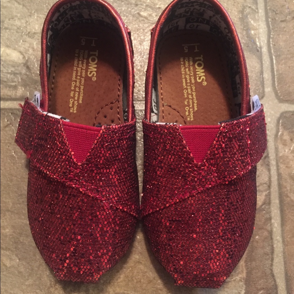Toms Red glitter toddler 5